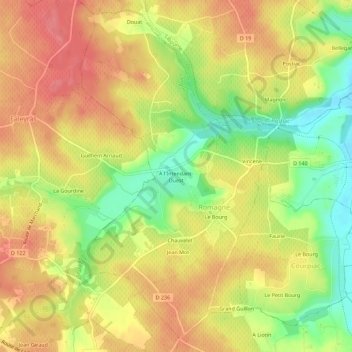 À l'Intendant-Ouestの地形図、標高、地勢