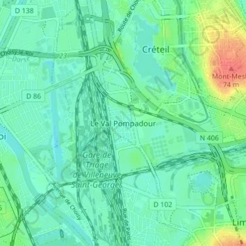 Le Val Pompadourの地形図、標高、地勢