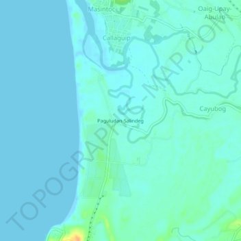 Paguludan-Salindegの地形図、標高、地勢