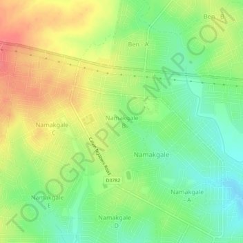 Namakgale - Bの地形図、標高、地勢