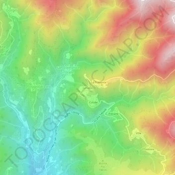 La Casaの地形図、標高、地勢