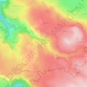 Ventelonの地形図、標高、地勢