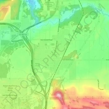 Meadの地形図、標高、地勢