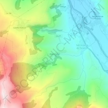 Esponzúesの地形図、標高、地勢