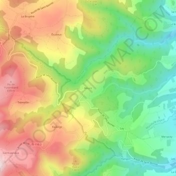 Maureの地形図、標高、地勢