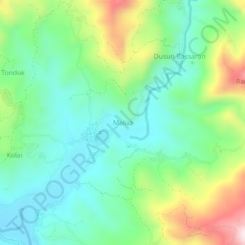 Maluaの地形図、標高、地勢