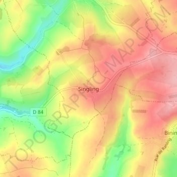 Singlingの地形図、標高、地勢