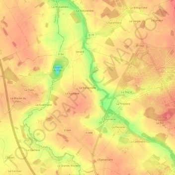 La Richardièreの地形図、標高、地勢