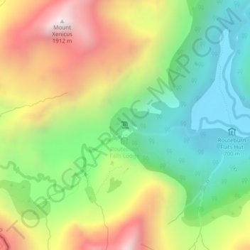 Routeburn Fallsの地形図、標高、地勢