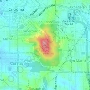 Morro do Céuの地形図、標高、地勢