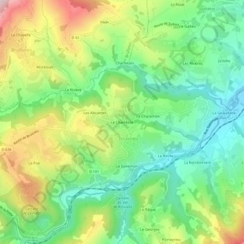 Le Chambostの地形図、標高、地勢