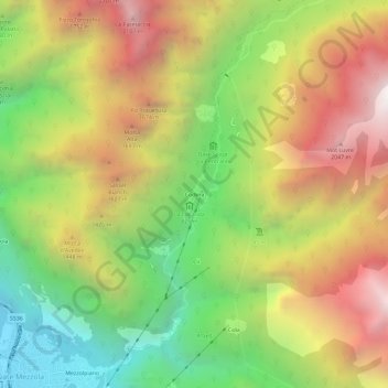 Coderaの地形図、標高、地勢