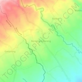 Benteng Gatarengの地形図、標高、地勢