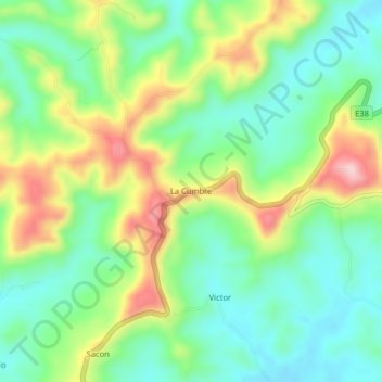 La Cumbreの地形図、標高、地勢