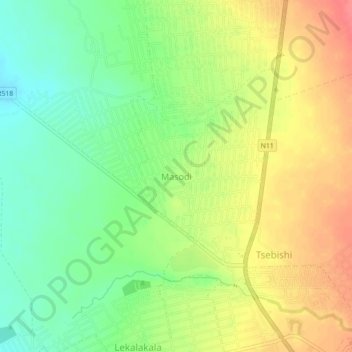 Masodiの地形図、標高、地勢