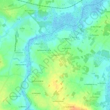 La Trulièreの地形図、標高、地勢