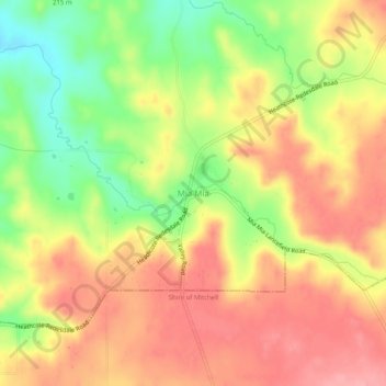 Mia Miaの地形図、標高、地勢