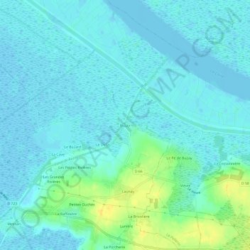 Buzayの地形図、標高、地勢