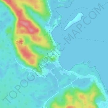 Maileppetの地形図、標高、地勢