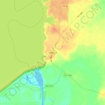 Swartoutの地形図、標高、地勢