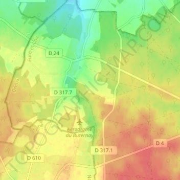 Le Bas Coudrayの地形図、標高、地勢