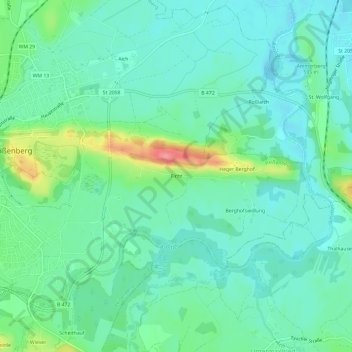Fichtの地形図、標高、地勢