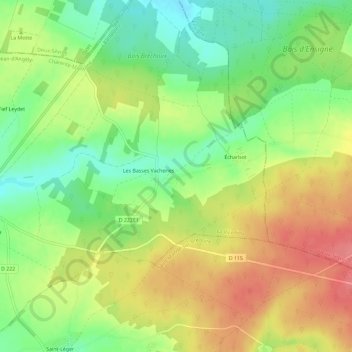 Les Hautes Vacheriesの地形図、標高、地勢