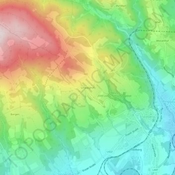 Schwaighofの地形図、標高、地勢