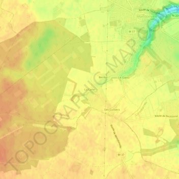 La Carleの地形図、標高、地勢