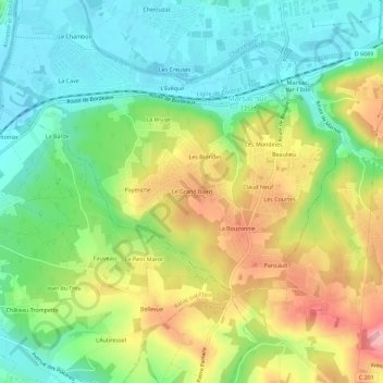 Le Grand Biardの地形図、標高、地勢