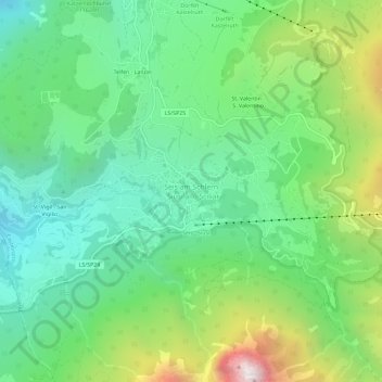 Seis am Schlernの地形図、標高、地勢