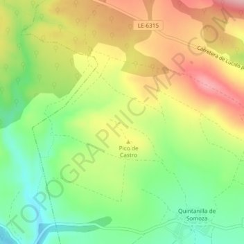 Valdearroyoの地形図、標高、地勢