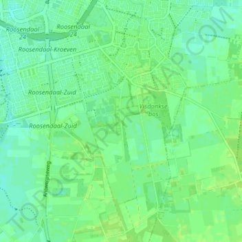 Visdonkの地形図、標高、地勢