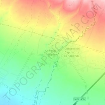 San Miguel Espejoの地形図、標高、地勢