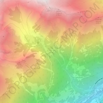 Grange della Valleの地形図、標高、地勢