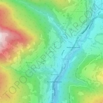 Zlattingの地形図、標高、地勢