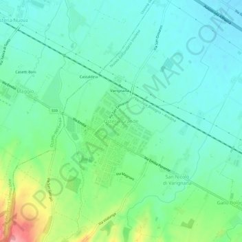 Osteria Grandeの地形図、標高、地勢