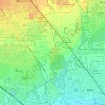 Castellazzoの地形図、標高、地勢