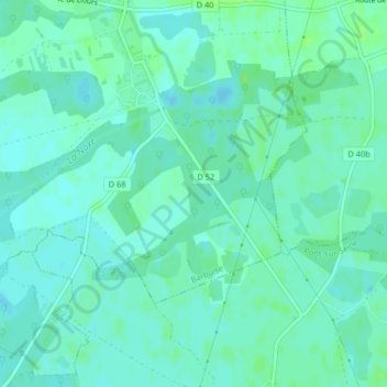 Sausseronの地形図、標高、地勢