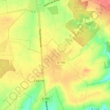 Puits-Béraultの地形図、標高、地勢