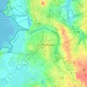 La Ville Martinの地形図、標高、地勢