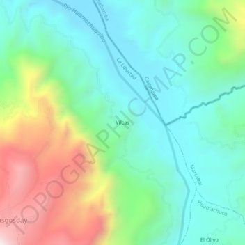 Vilcasの地形図、標高、地勢
