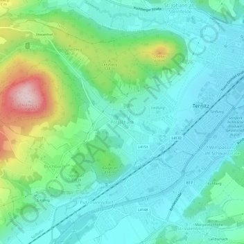 Pottschachの地形図、標高、地勢