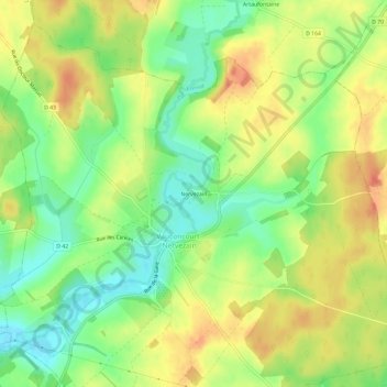 Nervezainの地形図、標高、地勢