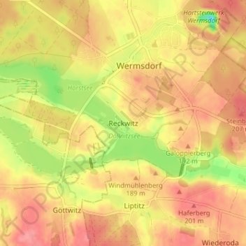 Reckwitzの地形図、標高、地勢