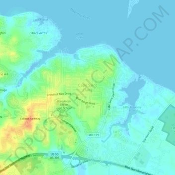 Cape Saint Claireの地形図、標高、地勢