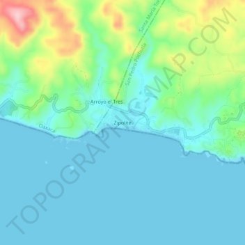Zipoliteの地形図、標高、地勢