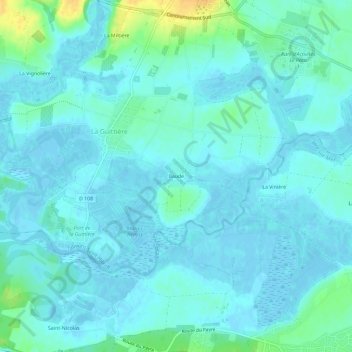 Ilaudeの地形図、標高、地勢