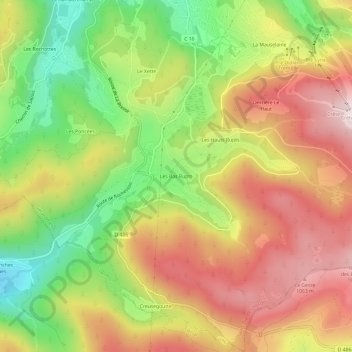 Les Bas Ruptsの地形図、標高、地勢