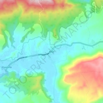Phu Rueaの地形図、標高、地勢
